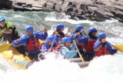 Class 4 rapids on the Horseshoe Canyon section of the Bow River with Chinook Rafting in the Canadian Rockies
